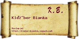 Kléber Bianka névjegykártya